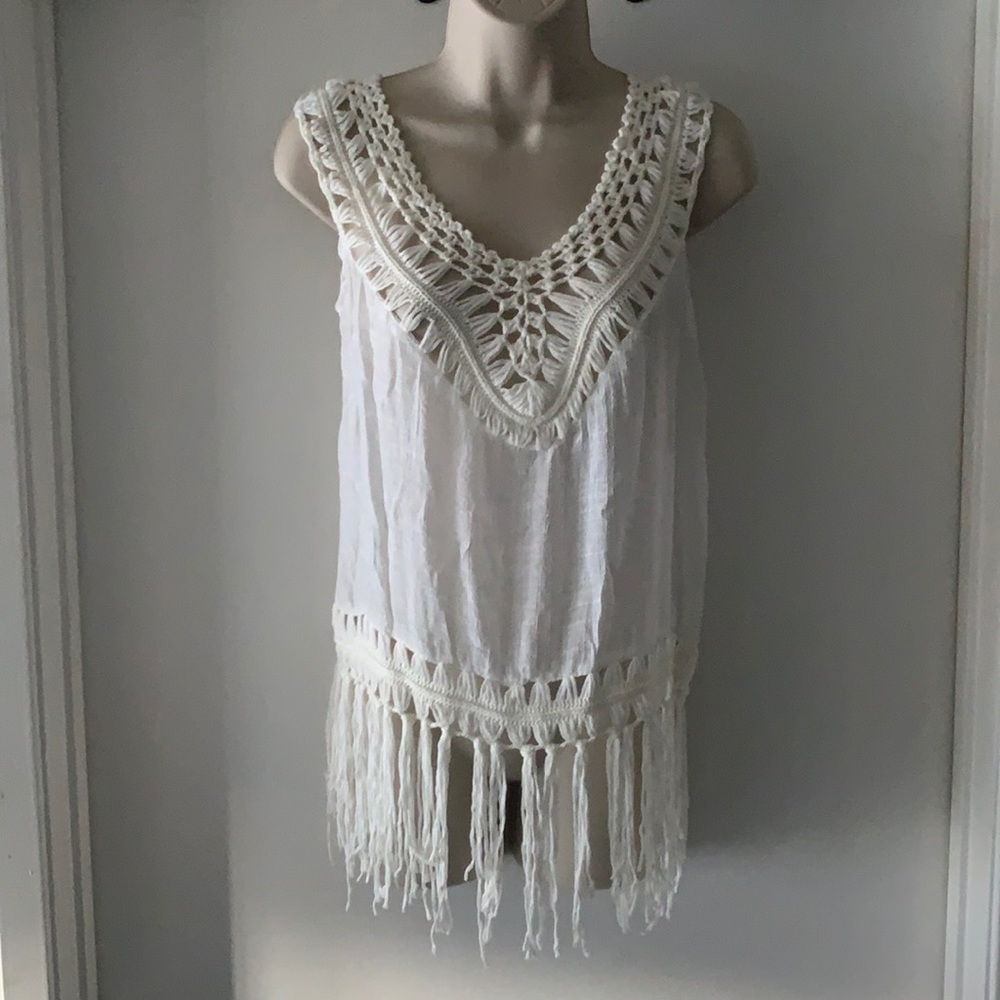 Fringed knot dressy top